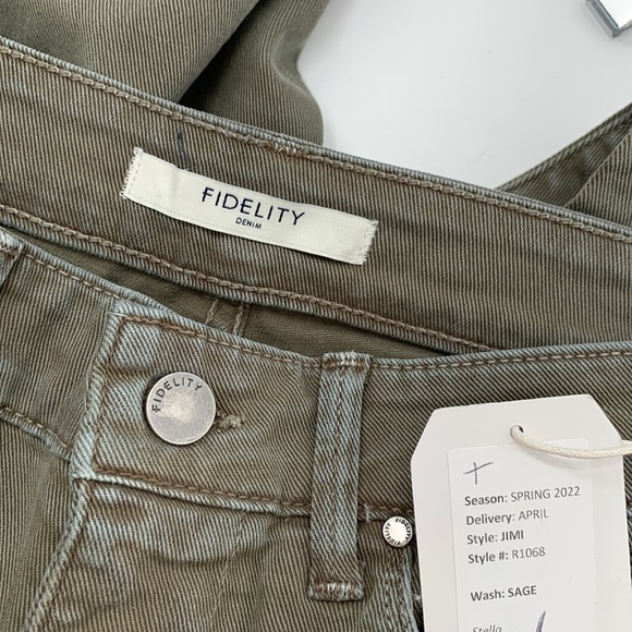 Fidelity Jimi Memphis skinny jeans distressing mid-rise denim sage green new 25 - Picture 5 of 6